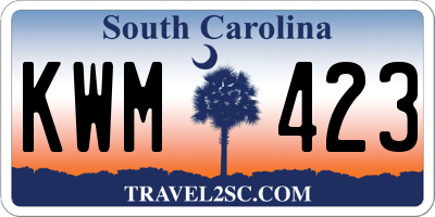 SC license plate KWM423