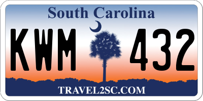 SC license plate KWM432