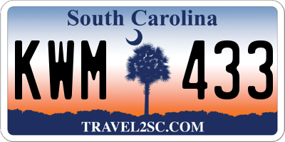 SC license plate KWM433
