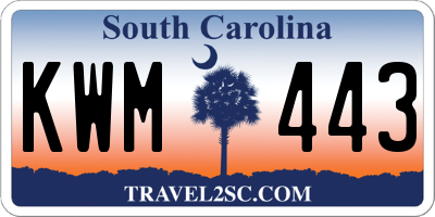 SC license plate KWM443