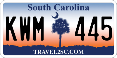 SC license plate KWM445