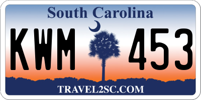 SC license plate KWM453