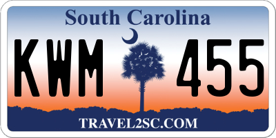 SC license plate KWM455