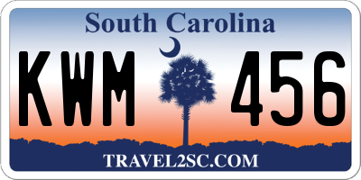 SC license plate KWM456