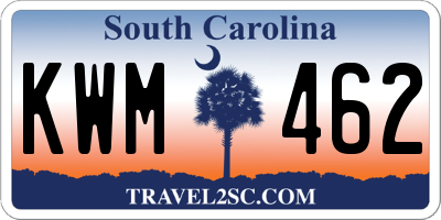 SC license plate KWM462