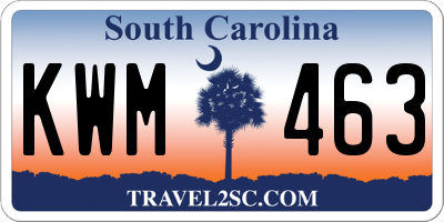 SC license plate KWM463