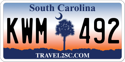 SC license plate KWM492