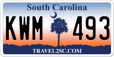SC license plate KWM493