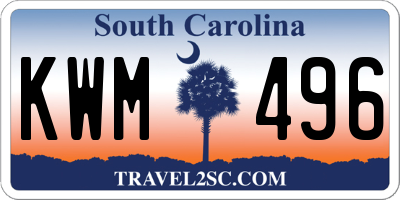 SC license plate KWM496