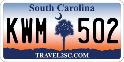 SC license plate KWM502