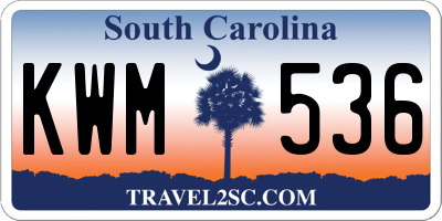 SC license plate KWM536