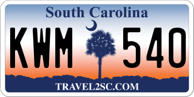 SC license plate KWM540