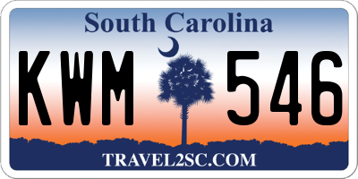 SC license plate KWM546