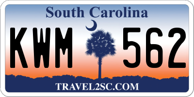 SC license plate KWM562