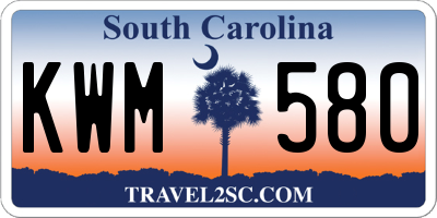 SC license plate KWM580
