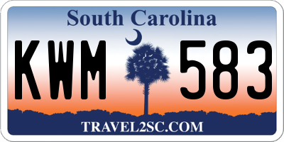 SC license plate KWM583