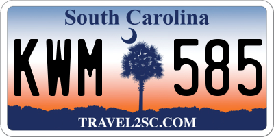 SC license plate KWM585