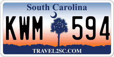 SC license plate KWM594