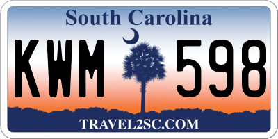 SC license plate KWM598