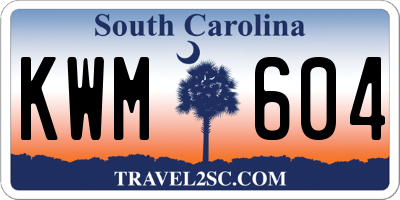 SC license plate KWM604