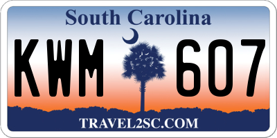 SC license plate KWM607
