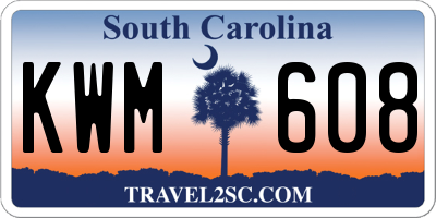 SC license plate KWM608