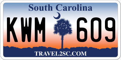 SC license plate KWM609