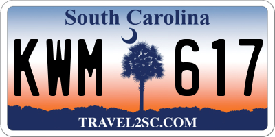SC license plate KWM617