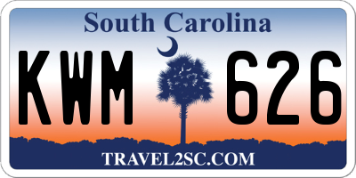 SC license plate KWM626