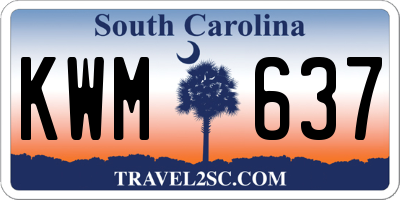 SC license plate KWM637