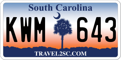 SC license plate KWM643