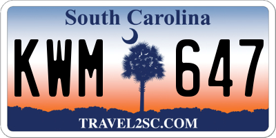 SC license plate KWM647