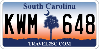 SC license plate KWM648
