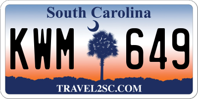 SC license plate KWM649