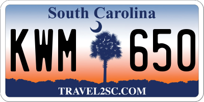 SC license plate KWM650