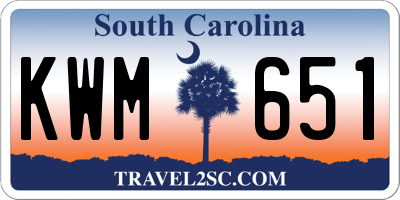 SC license plate KWM651