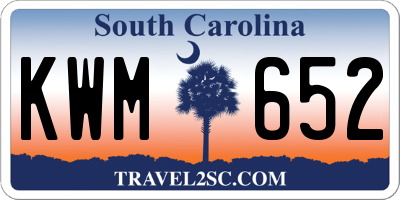 SC license plate KWM652