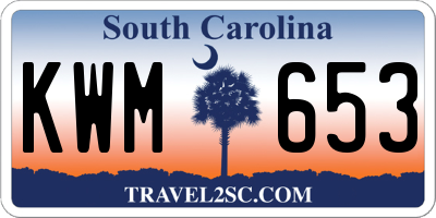 SC license plate KWM653
