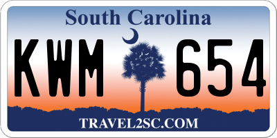 SC license plate KWM654