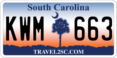 SC license plate KWM663