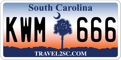 SC license plate KWM666