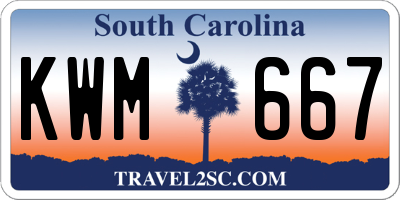 SC license plate KWM667