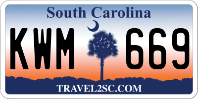 SC license plate KWM669
