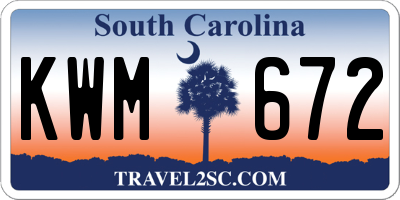 SC license plate KWM672