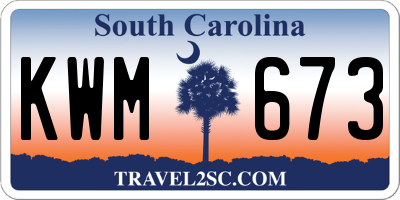 SC license plate KWM673