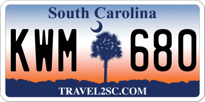 SC license plate KWM680