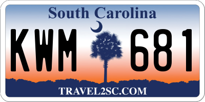 SC license plate KWM681