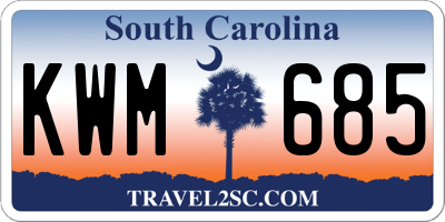 SC license plate KWM685