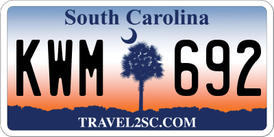 SC license plate KWM692