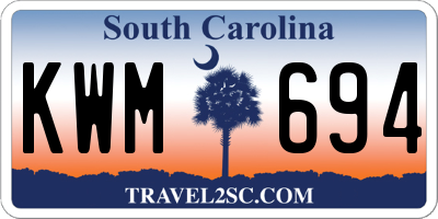 SC license plate KWM694